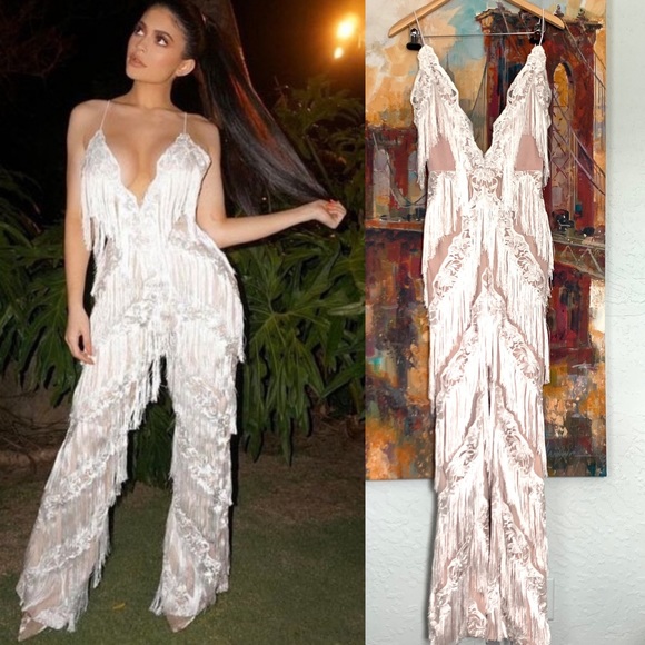 fringe lace jumpsuit